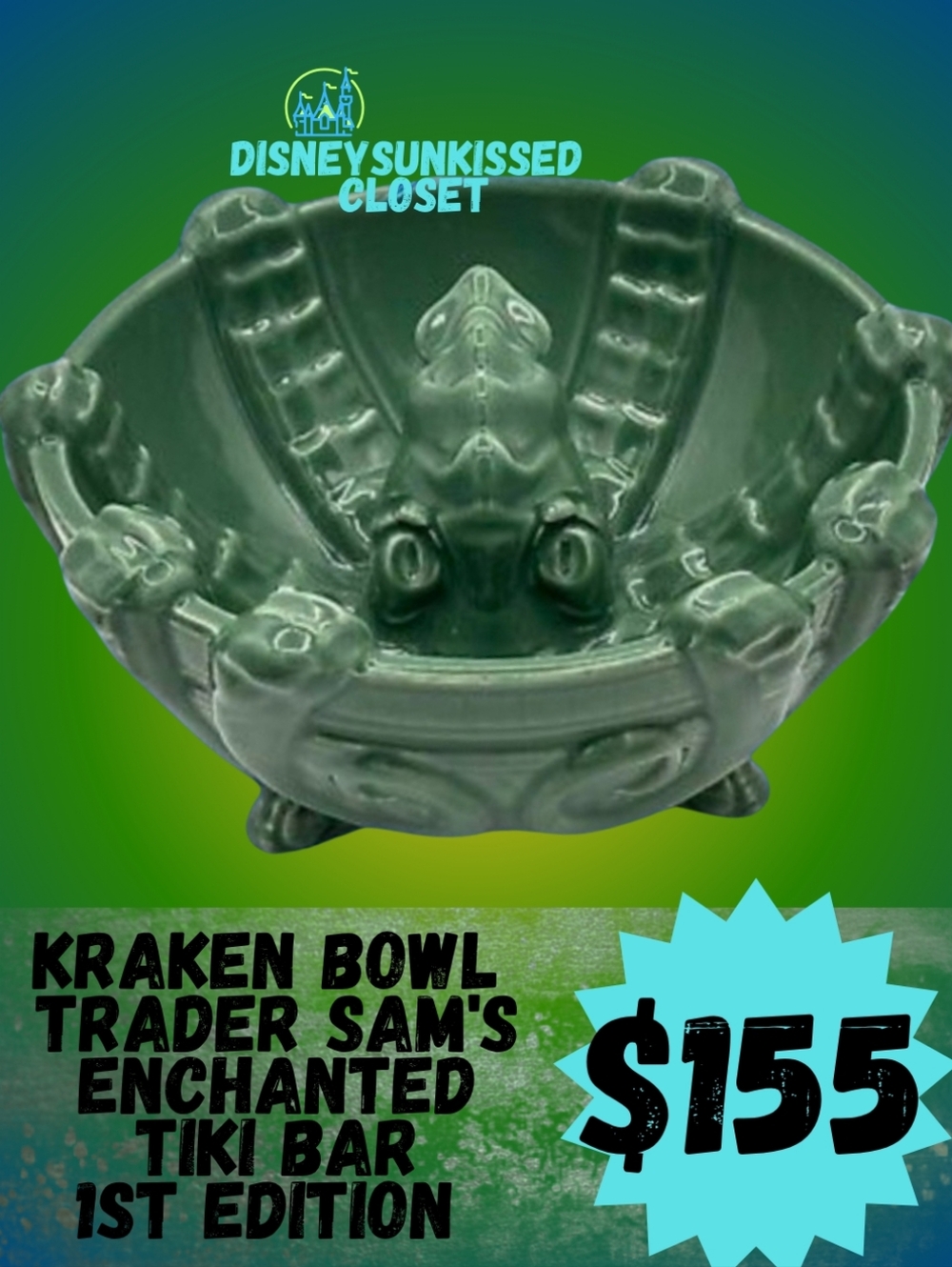 Disney Trader Sam's Enchanted Tiki Bar Kraken Sea Monster 1st Edition